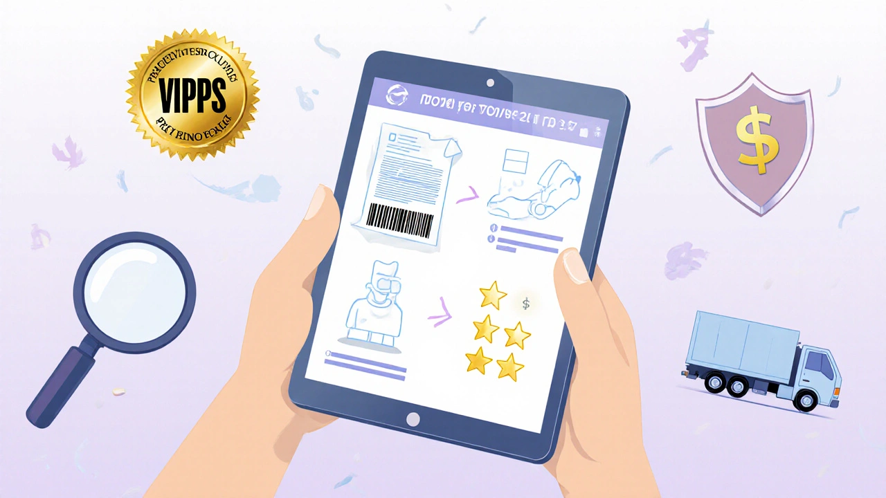 Tablet illustration showing a safety checklist with icons for verification and savings.