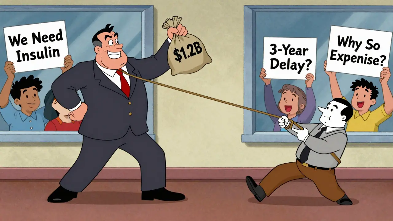 A brand-name executive pays a generic company to delay market entry, while patients beg for affordable medicine.