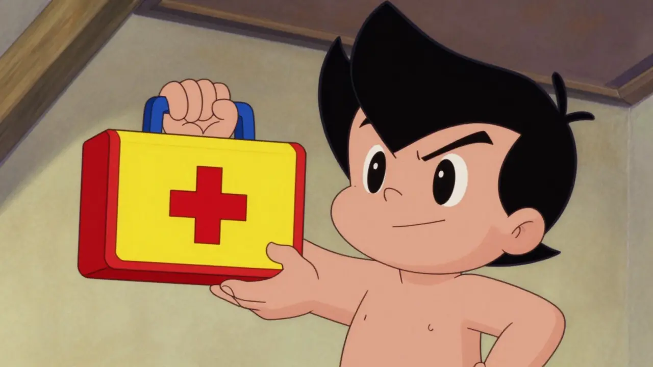 Person holding emergency safety kit